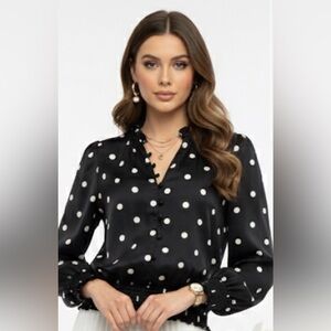 Haver (London) Black and White Polka Dot Blouse